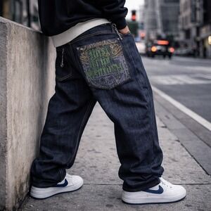 Artful Dodger Jeans 42x33 Baggy Y2K Hip Hop Denim Rhinestone Skater Heist